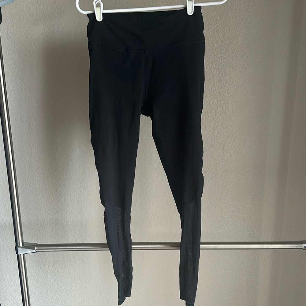 Fabletics Black Mesh Detail High Rise Active Leggings